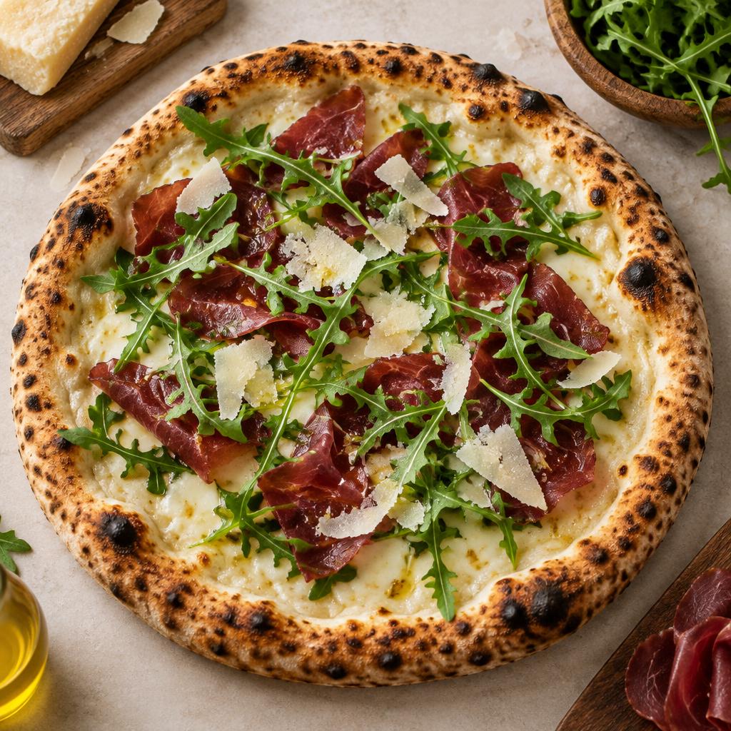 Pizza Bresaola e Rucola: esempio del risultato dopo la cottura a casa
