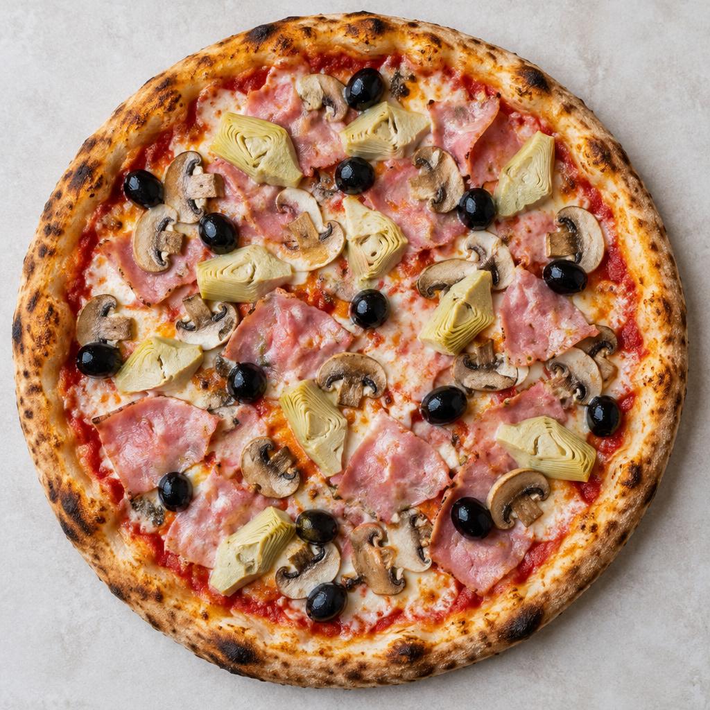 Pizza Capricciosa: esempio del risultato dopo la cottura a casa