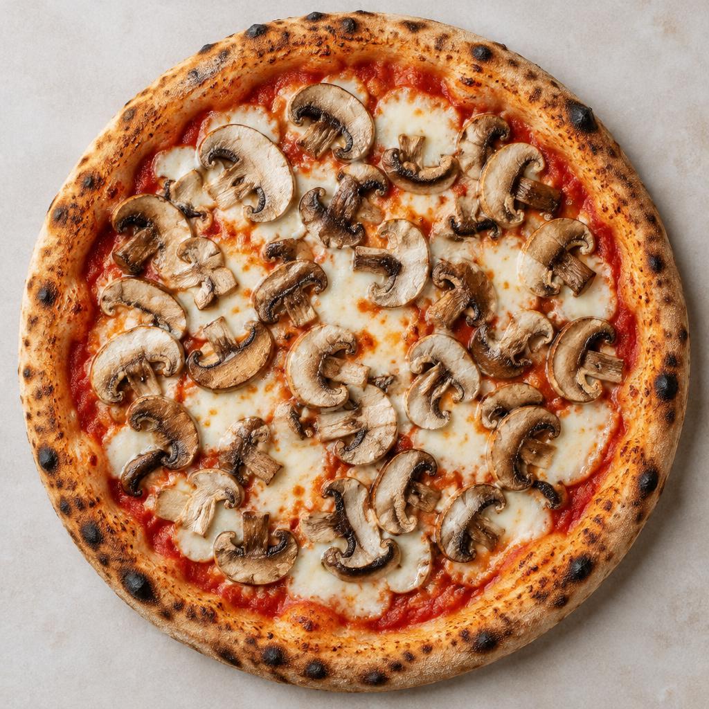 Pizza Funghi: esempio del risultato dopo la cottura a casa