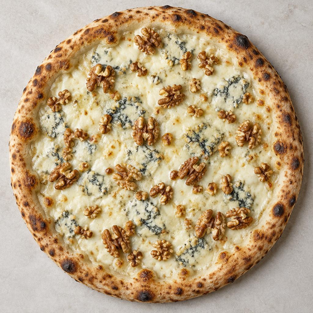 Pizza Gorgonzola e Noci: esempio del risultato dopo la cottura a casa