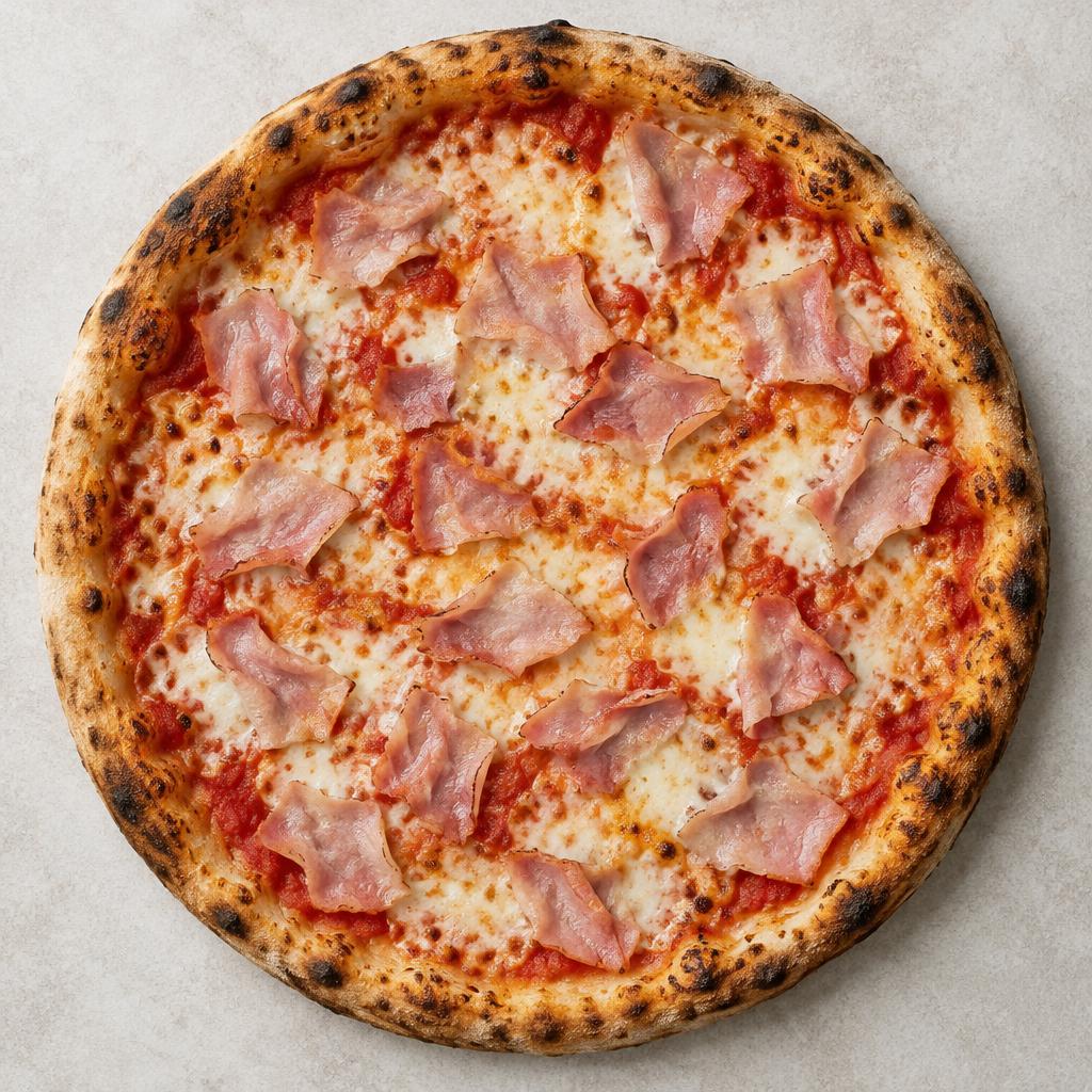 Pizza Prosciutto: esempio del risultato dopo la cottura a casa