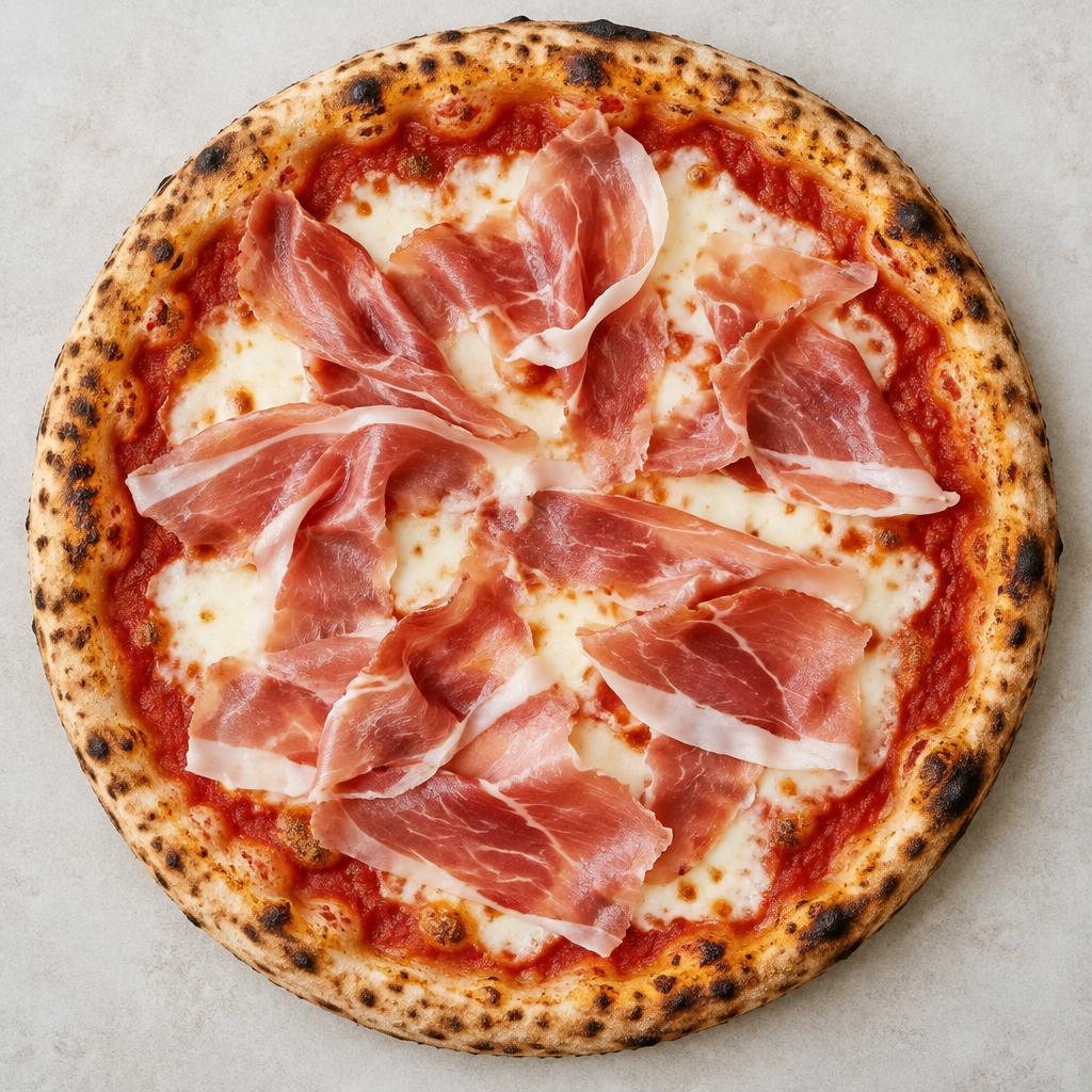 Pizza Prosciutto Crudo: esempio del risultato dopo la cottura a casa