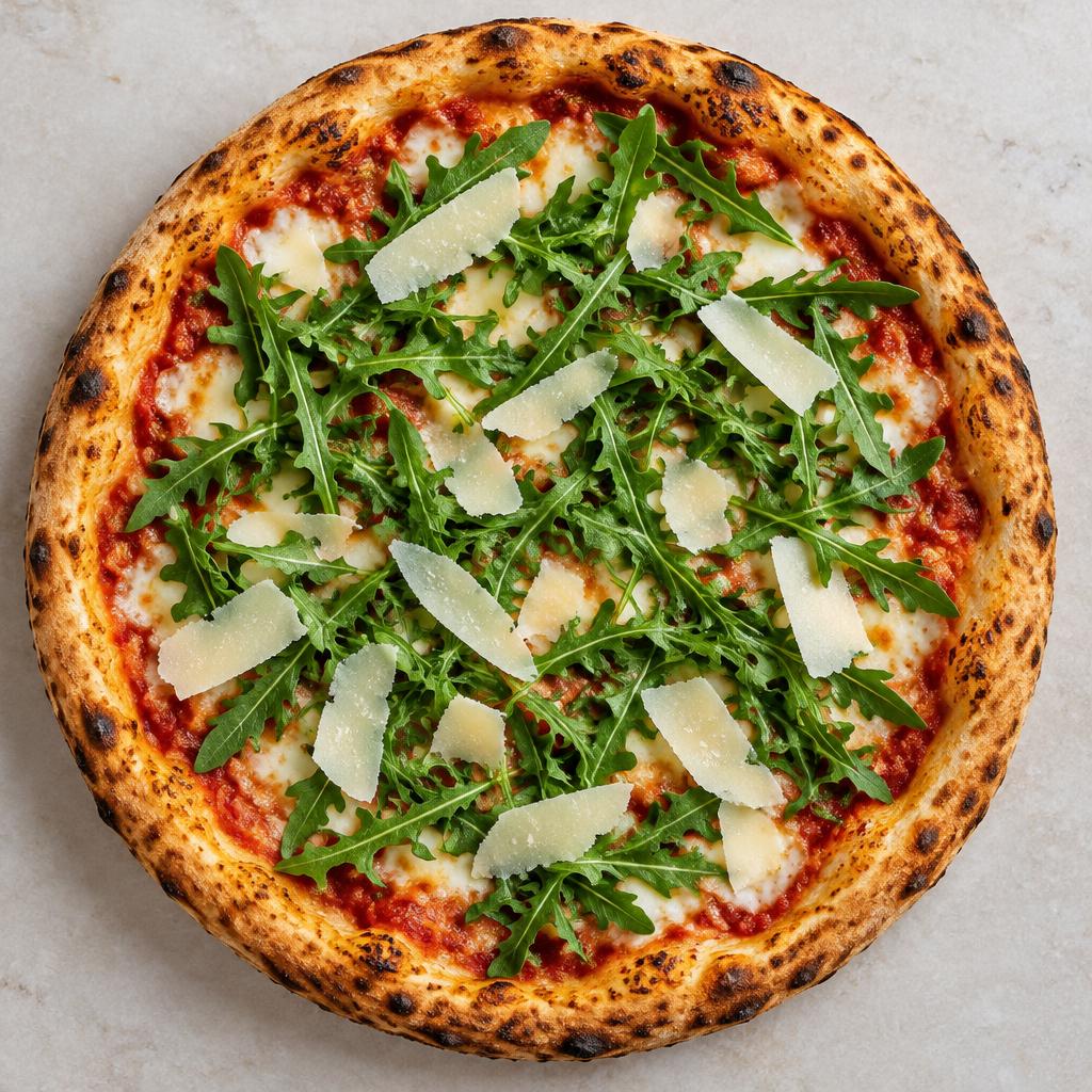 Pizza Rucola e Grana: esempio del risultato dopo la cottura a casa