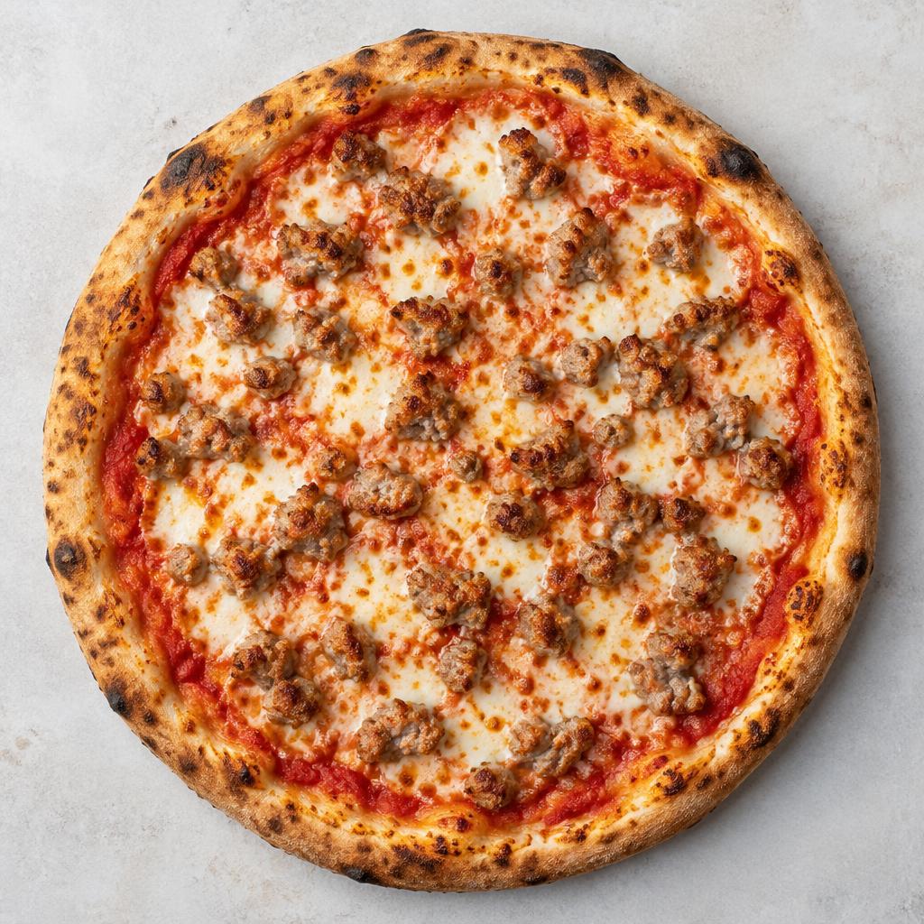 Pizza Salsiccia: esempio del risultato dopo la cottura a casa
