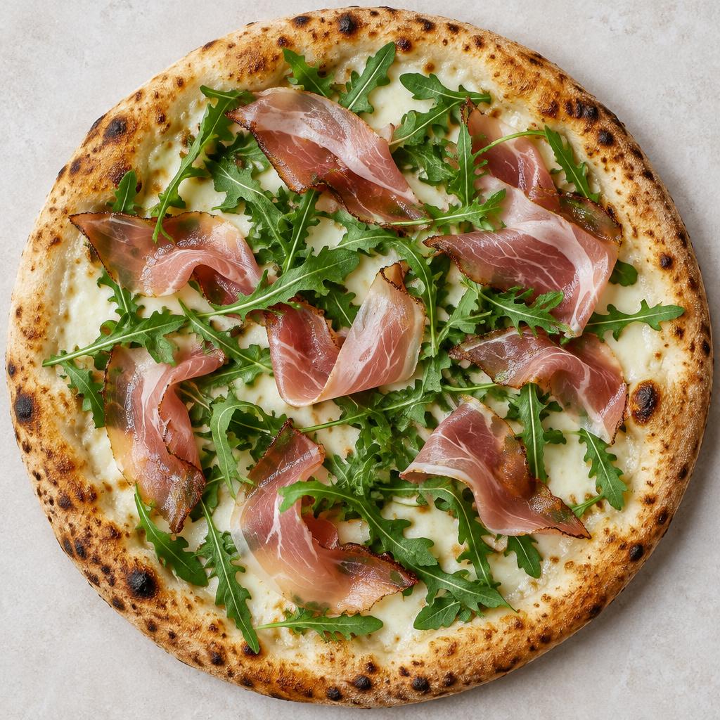 Pizza Speck e Rucola: esempio del risultato dopo la cottura a casa