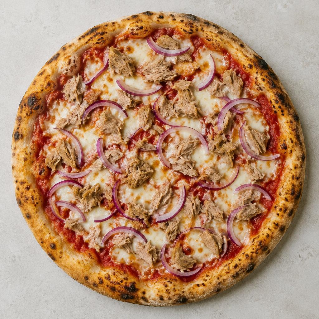 Pizza Tonno e Cipolla: esempio del risultato dopo la cottura a casa