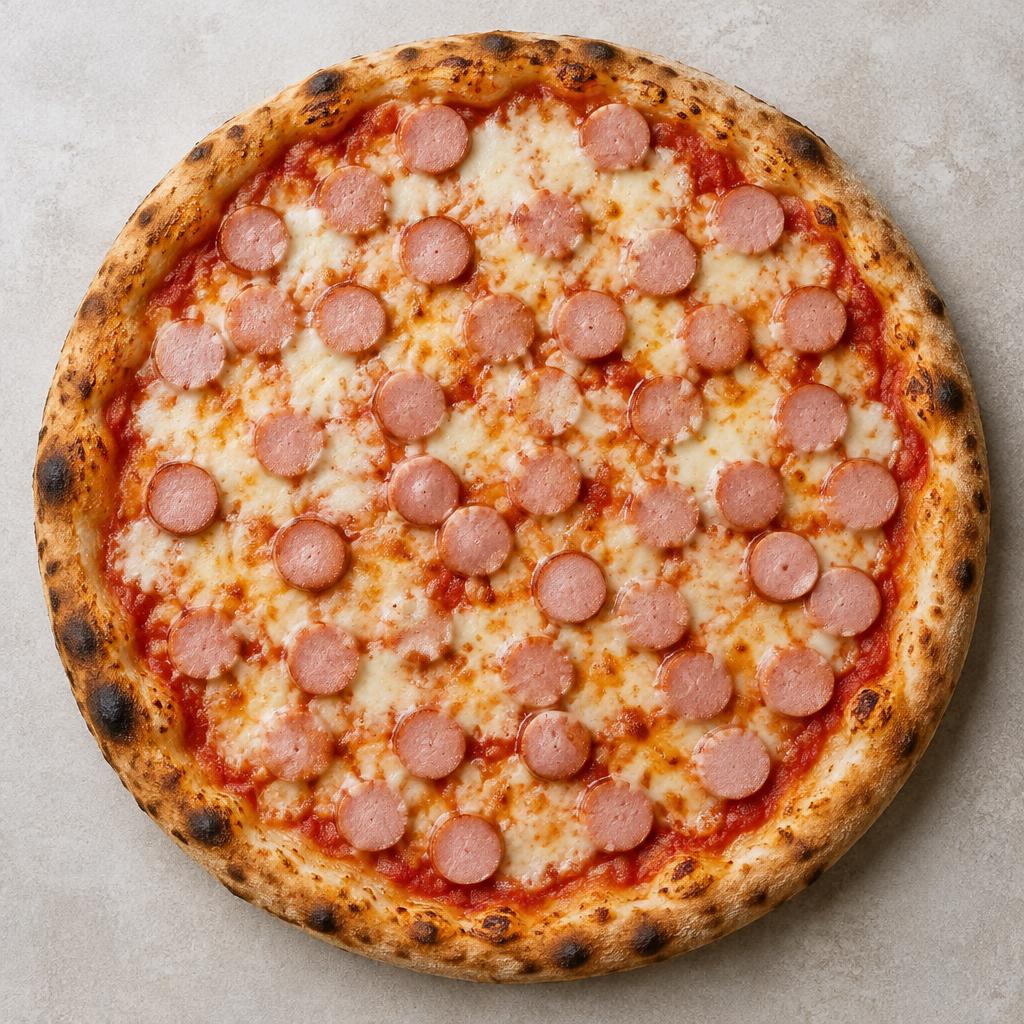 Pizza Wurstel: esempio del risultato dopo la cottura a casa